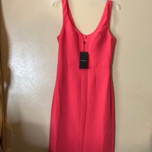 Halston  Pink Sheath Midi Dress Scoop Neck Sleeveless